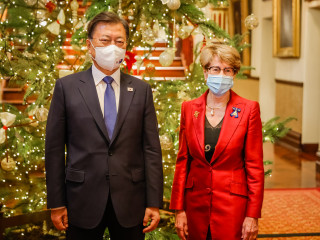 President of Korea Moon Jae in visits Governor of NSW Margaret Beazley at Government House Sydney Salty Dingo 2021 022103CG022103