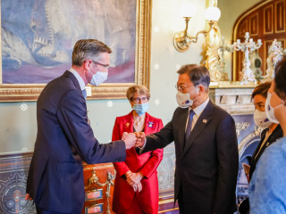 President of Korea Moon Jae in visits Governor of NSW Margaret Beazley at Government House Sydney Salty Dingo 2021 022342CG022342